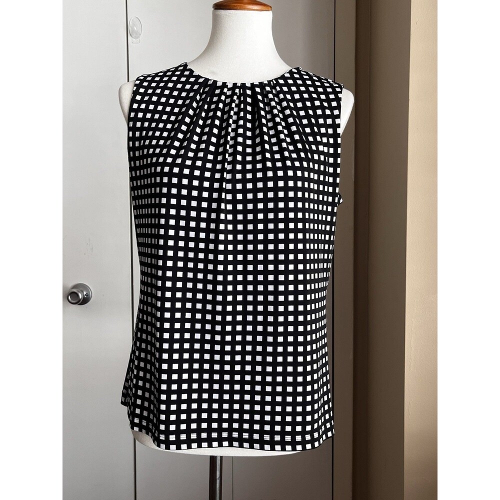 Banana Republic Petite S Black Sleeveless Layered Blouse Keyhole Back